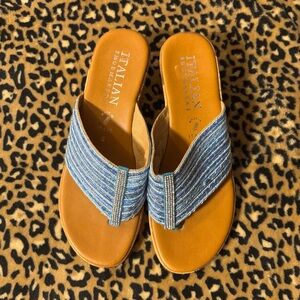 Italian Shoemakers Blue and Tan Sandals
